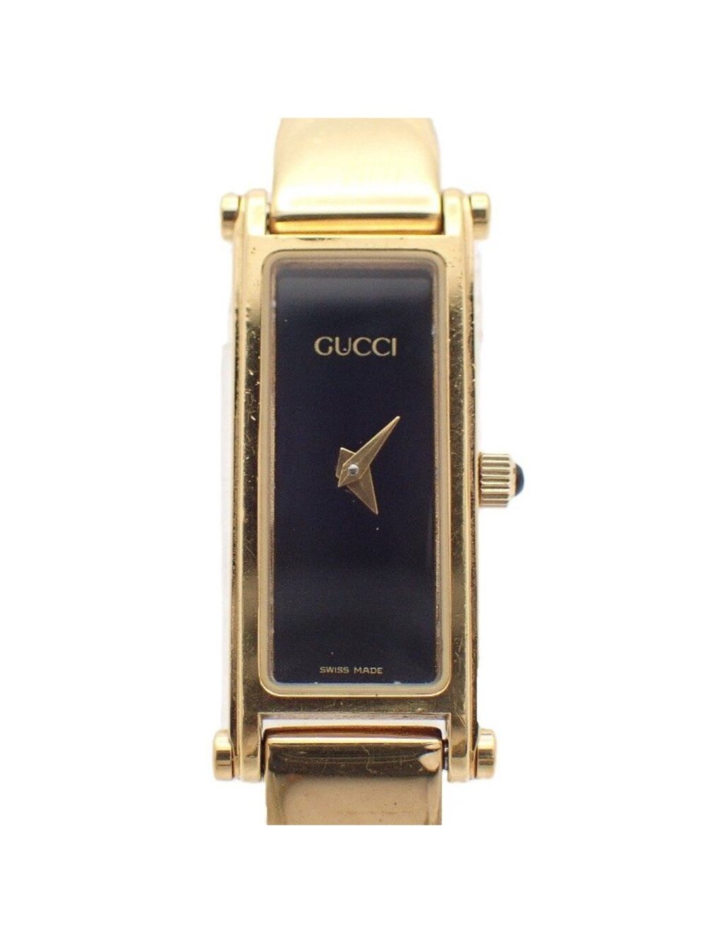 Gucci L Bracelet Watch Quartz Gold Black Dial
